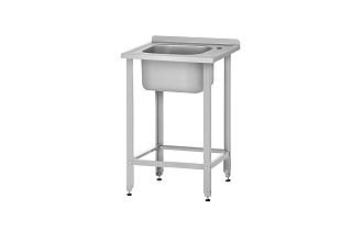 Ванна моечная цельнотянутая ВМЦп - 600x600x860 Profi Inox, 1 м/о 400x400x250, борт, отв. д/смесит.