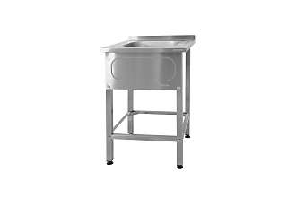 Ванна моечная цельнотянутая ВМЦн - 600x700x860 Norma Inox, 1 м/о 400x500x250, борт, отв. д/смесит., экран (ножка профильная, тр. 40x40)