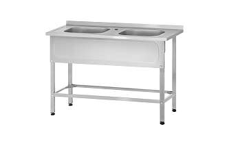 Ванна моечная цельнотянутая ВМЦн - 1200x700x860 Norma Inox, 2 м/о 400x500x250, борт, отв. д/смесит., экран (ножка профильная, тр. 40x40)