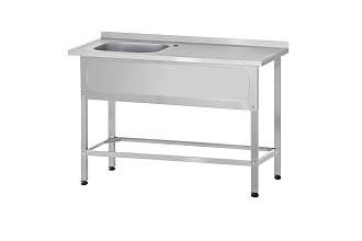 Ванна с рабочей поверхностью РПЦп - 1200x600x860 Profi Inox левая, 1 м/о 400x400x250, борт, отв. д/смесит.