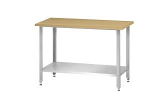 Стол кондитерский СПРн - 1200x600x860 Norma Zn, бук/40 (полка сплошная, ножка угловая)