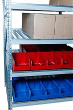 Гравитационный стеллаж с роликовыми полками 1600х2100х1300, 4 яруса