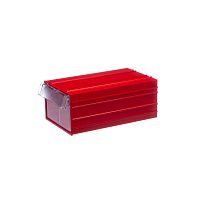 Пластиковый короб С-2-красный-прозрачный 232х140х100 мм