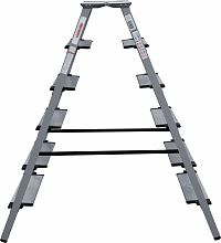 Стремянка двухсторонняя стальная с алюминиевыми ступенями 130 мм и площадкой 350х260 мм NV1147.6