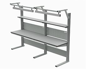 Стол рабочий укороченный 1500х700 мм 41.СД (RAL7012) + 41А.СВ-120