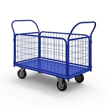 Тележка платформенная с сетчатыми бортами ТС 5 (700х1200) г/п 450 кг.160 черная резина